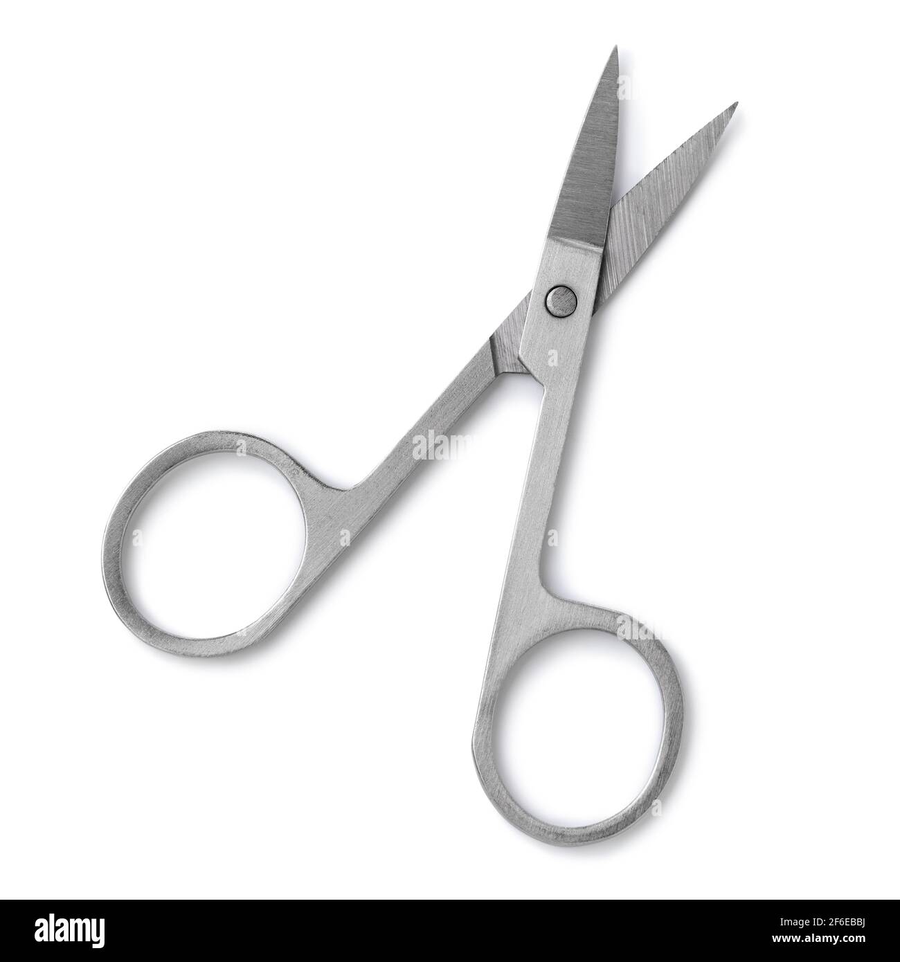 Metal pair of manicure nail scissors isolated on white background Stock Photo