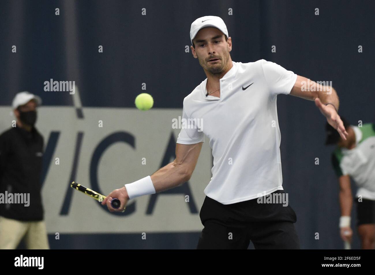 31.03.2021, Biel, Swiss Tennis Arena, ITF WORLD TENNIS TOUR M25 BIEL:  Antoine Escoffier (Frankreich) - Kilian Feldbausch (Schweiz), Antoine  Escoffier. (Photo by Manuel Winterberger/Just Pictures/Sipa USA Stock Photo  - Alamy