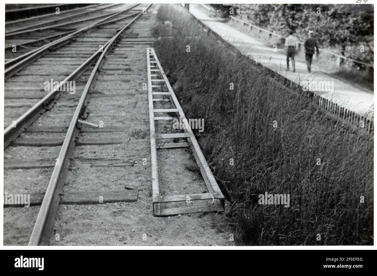 Lying contact line post at Graversfors station Stock Photo - Alamy