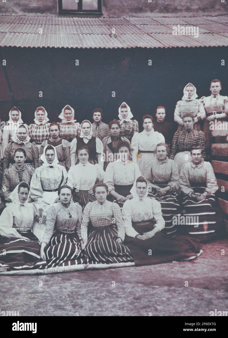 Authentic vintage photograph of group of female Swedish workers 1925 Stockholm, Sweden, Concept of teamwork, togetherness Stock Photo