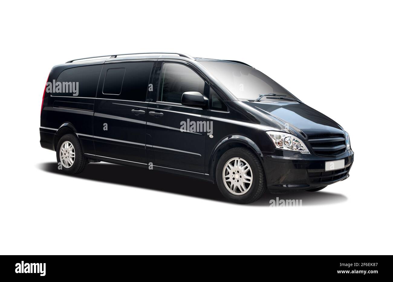 Black German van side view isolated on white ready for branding Stock Photo