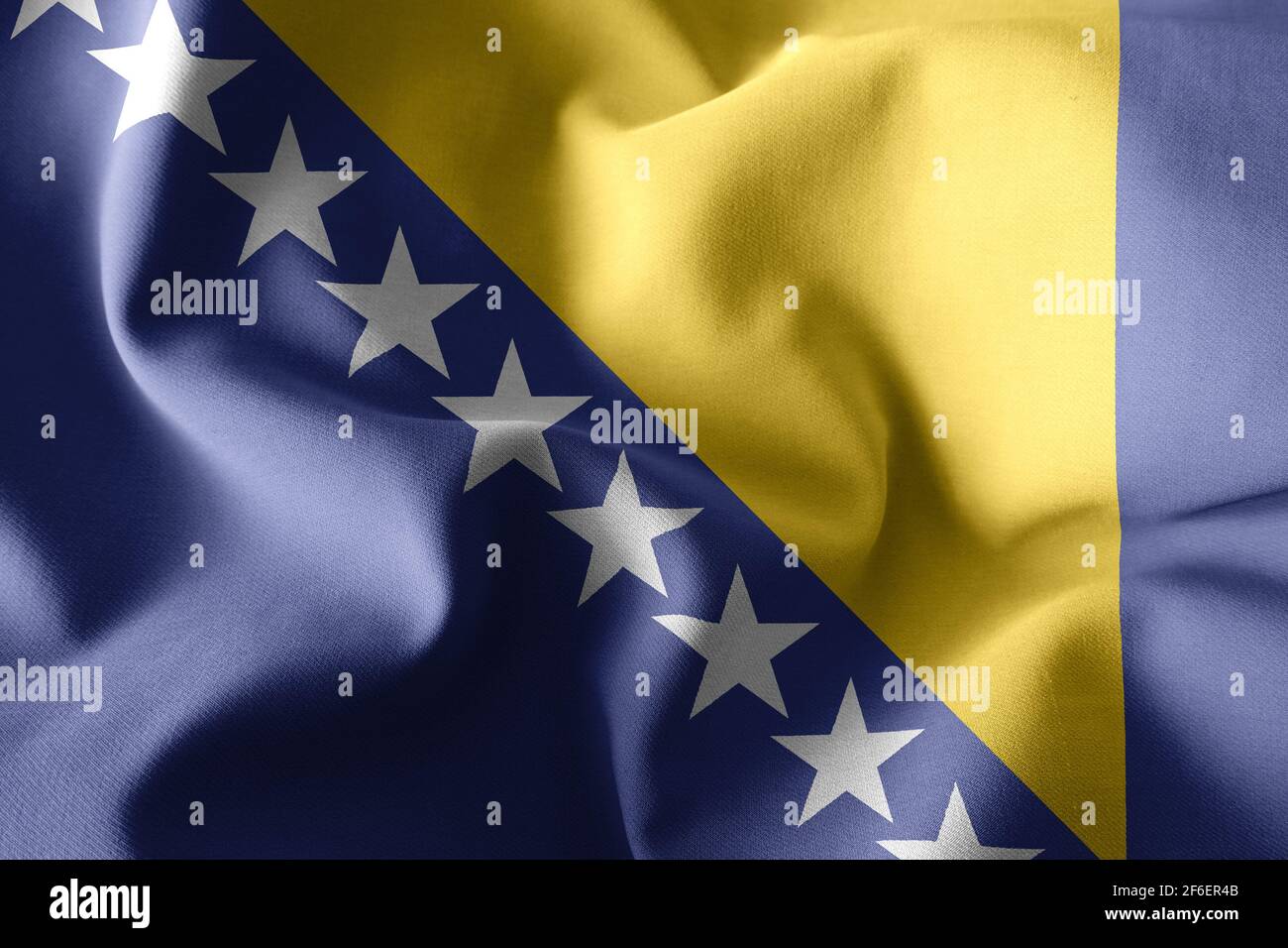 3d rendering realistic waving silk flag of Bosnia Stock Photo - Alamy