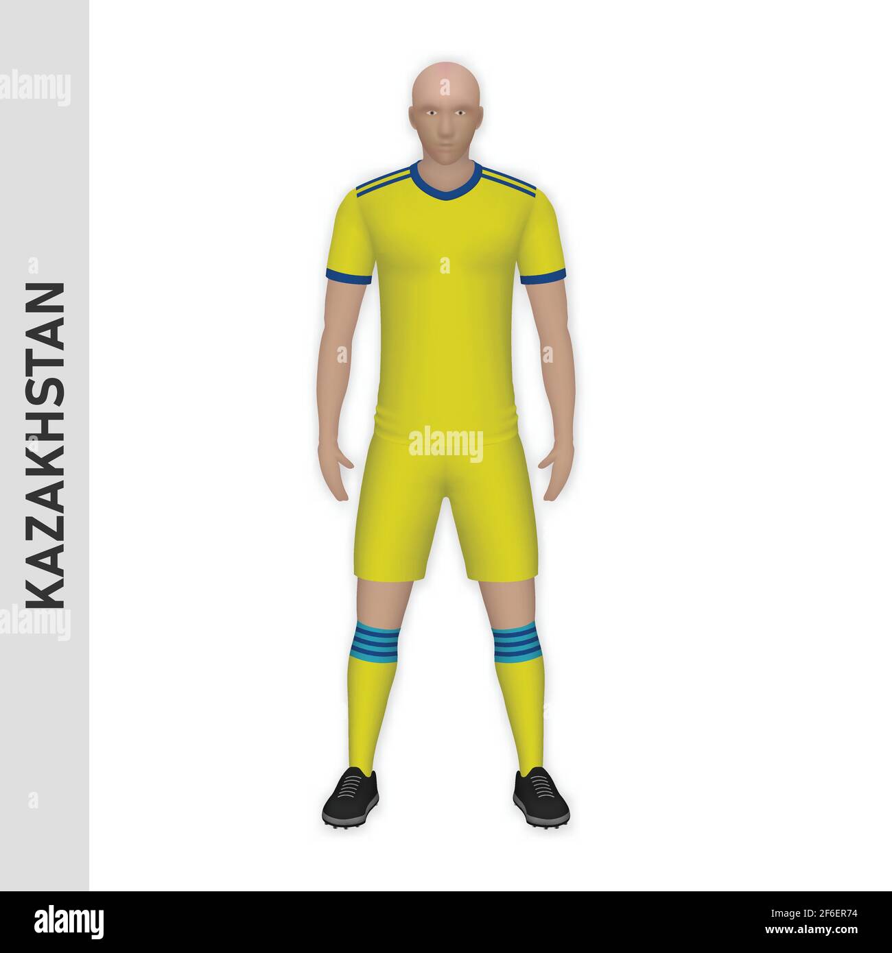 3D realistic soccer player mockup. Kazakhstan Football Team Kit template  design Stock Vector Image & Art - Alamy