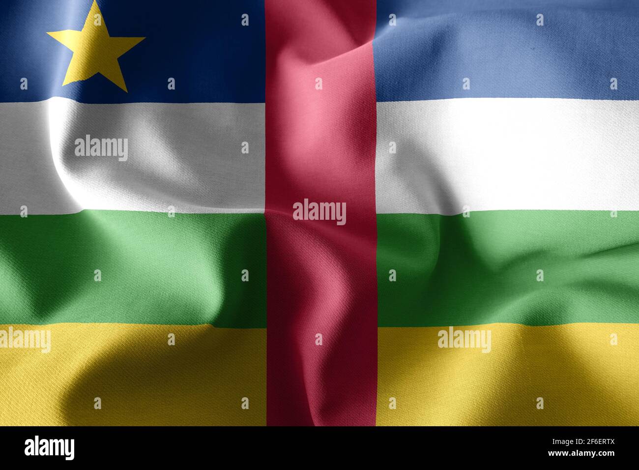3d rendering realistic waving silk flag of Central African Republic ...