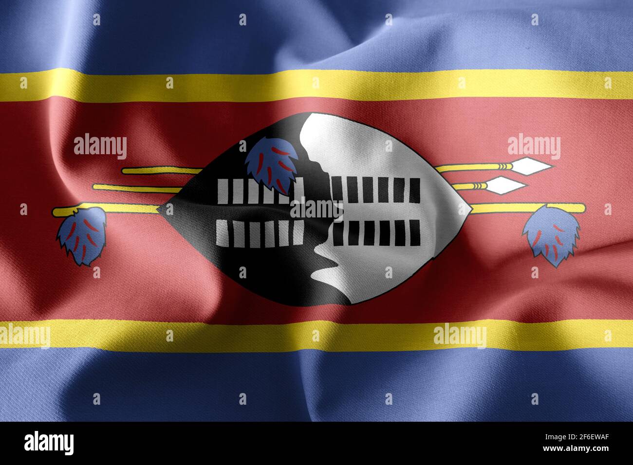 3d rendering realistic waving silk flag of Eswatini Stock Photo - Alamy
