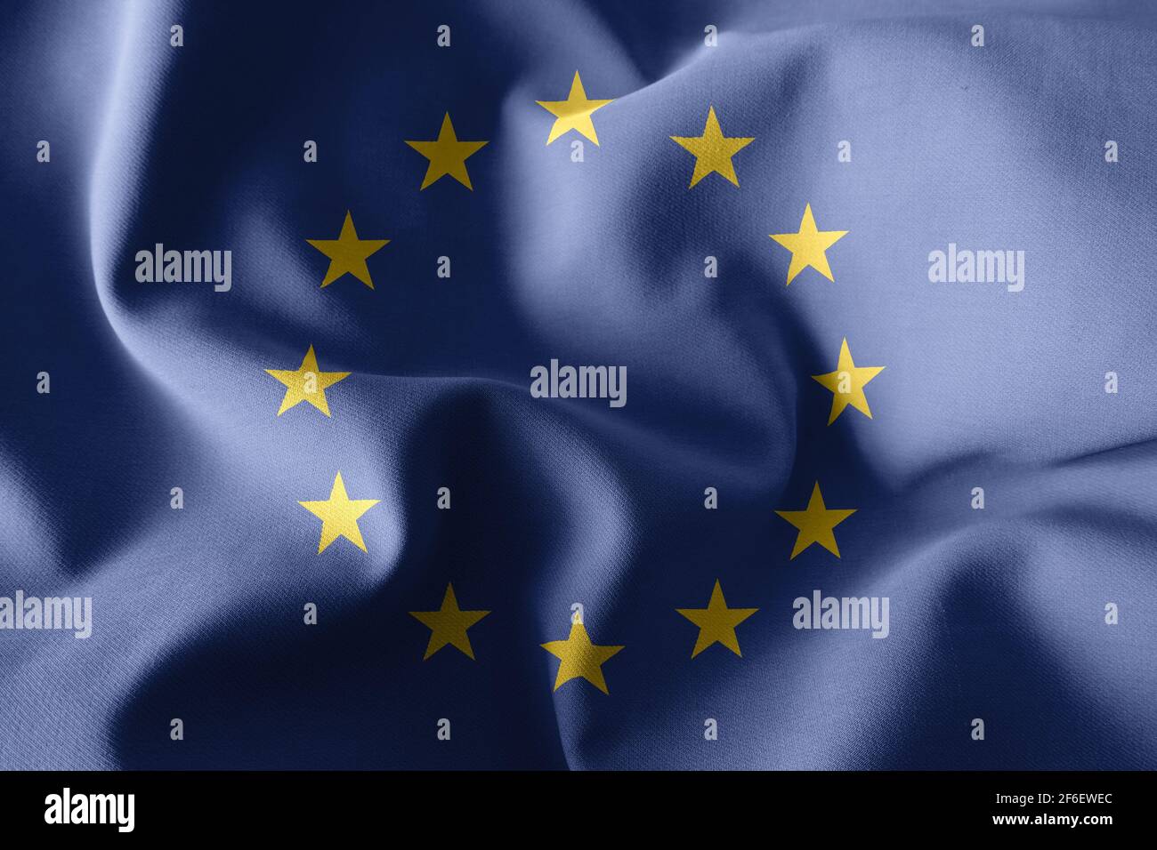 3d rendering realistic waving silk flag of European Union Stock Photo ...