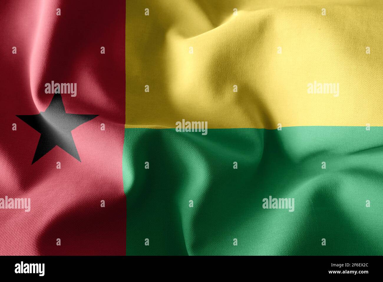 3d rendering realistic waving silk flag of Guinea-Bissau Stock Photo