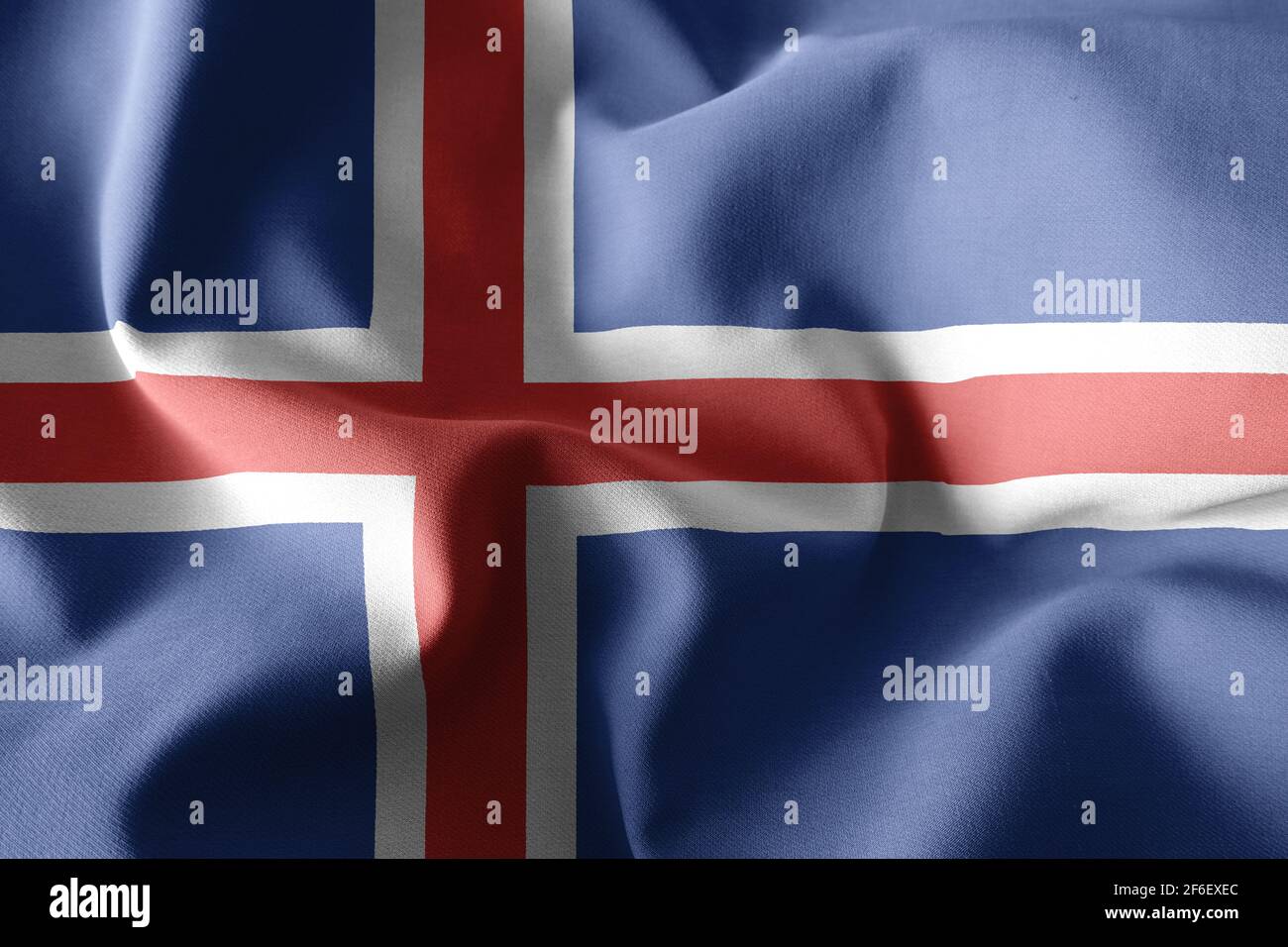 3d rendering realistic waving silk flag of Iceland Stock Photo - Alamy