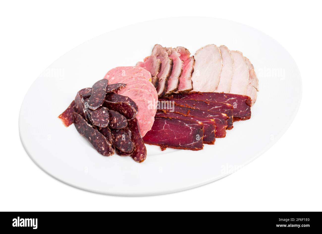 Delicious assorted meat platter with roast beef and mortadella