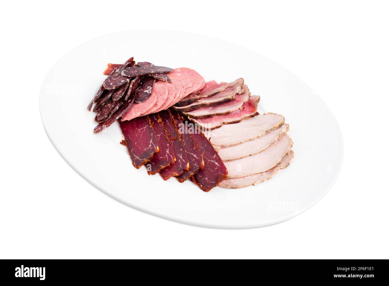 Delicious assorted meat platter with roast beef and mortadella
