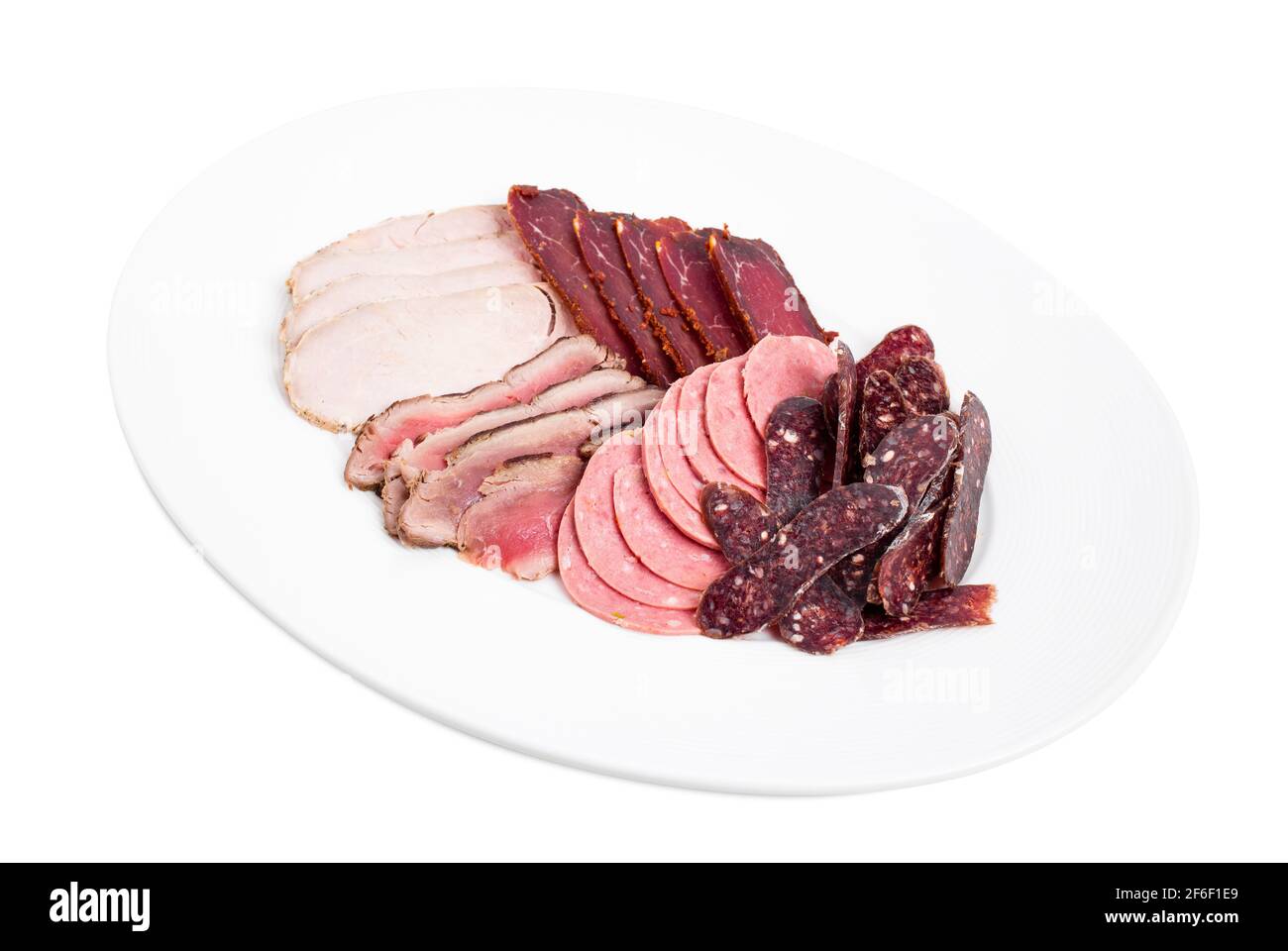 Delicious assorted meat platter with roast beef and mortadella