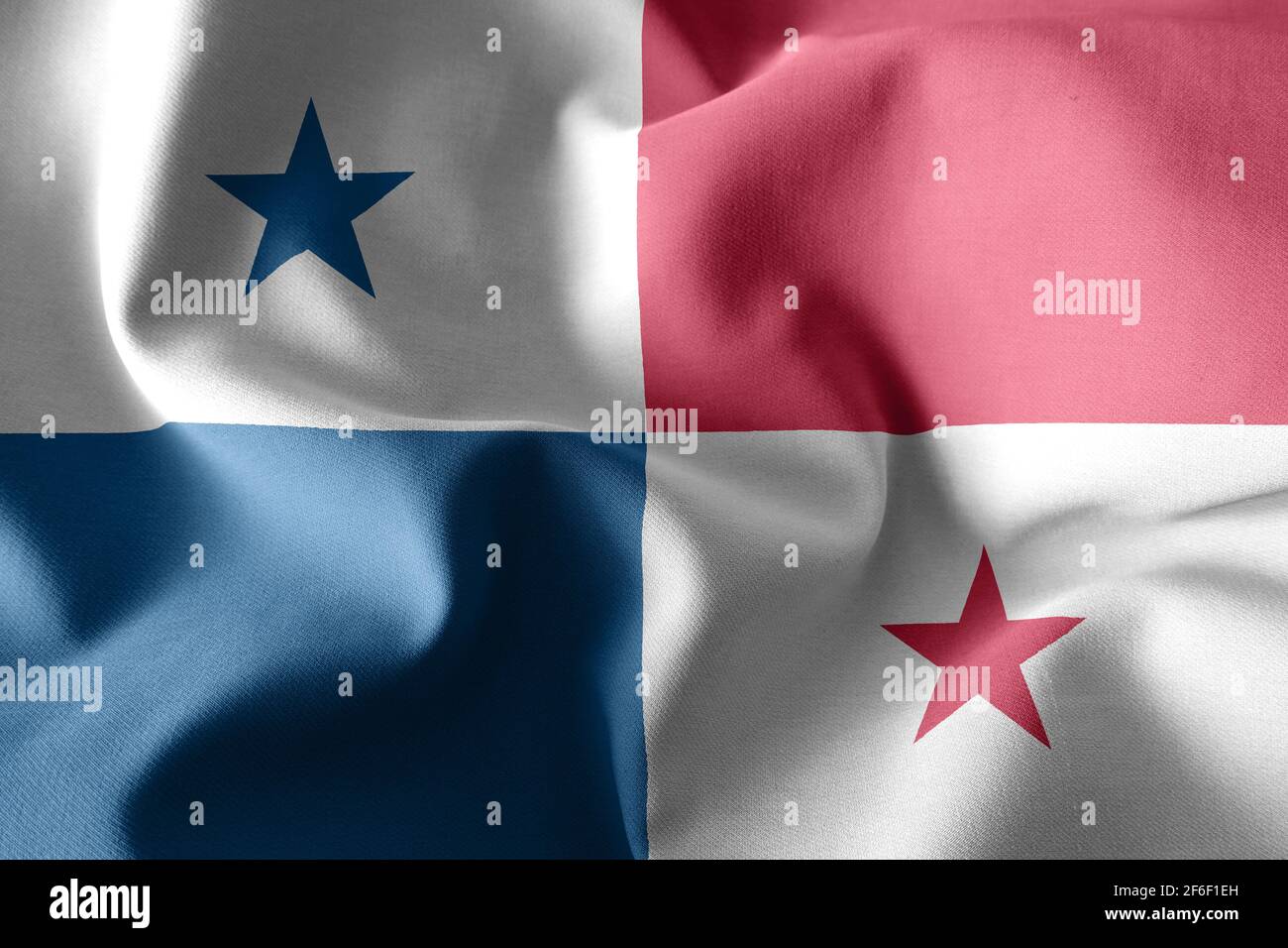 3d rendering realistic waving silk flag of Panama Stock Photo