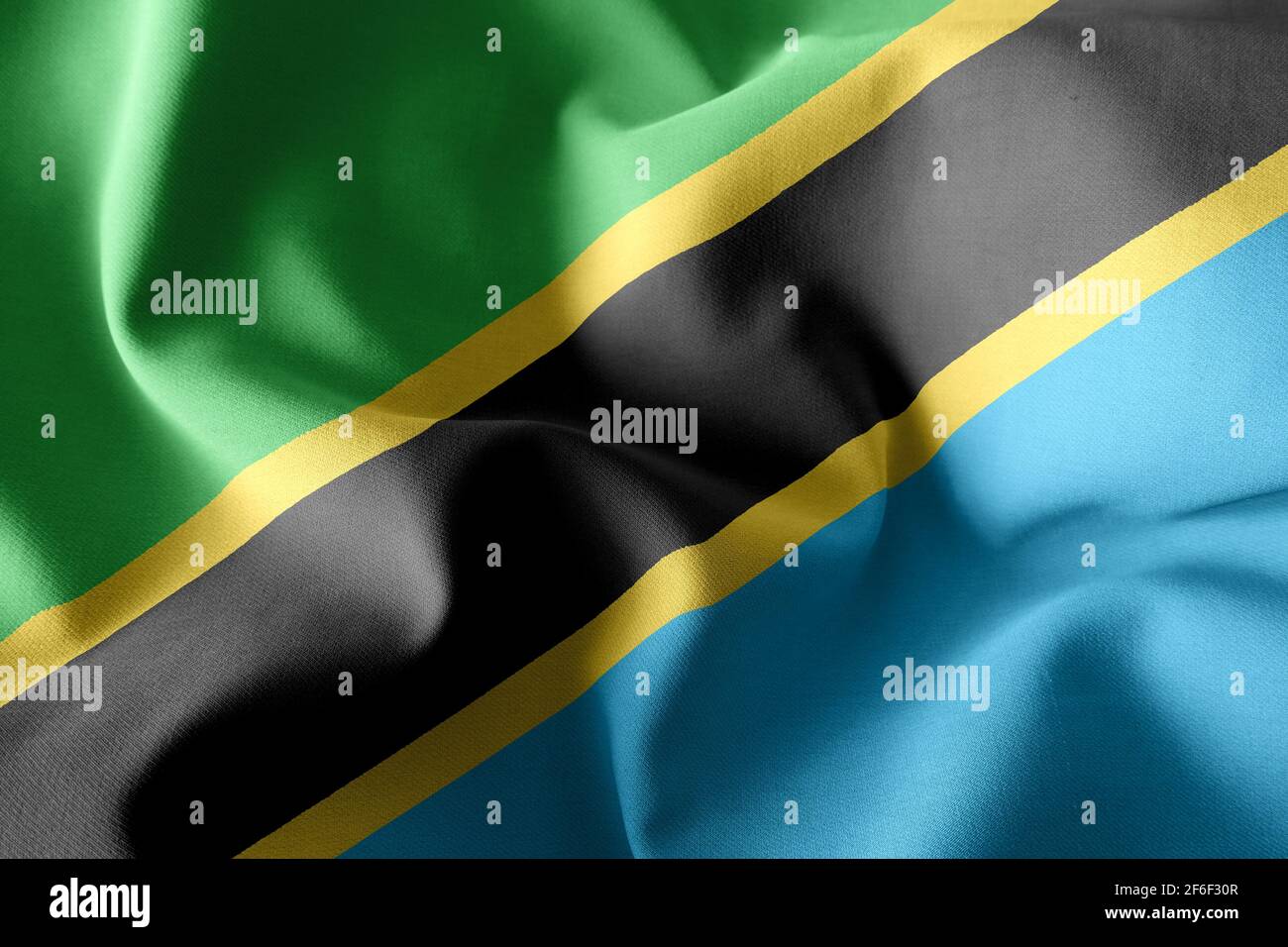 3d rendering realistic waving silk flag of Tanzania Stock Photo - Alamy
