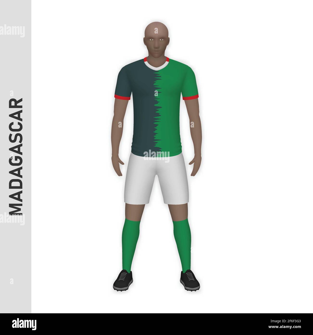 3D realistic soccer player mockup. Madagascar Football Team Kit template  design Stock Vector Image & Art - Alamy