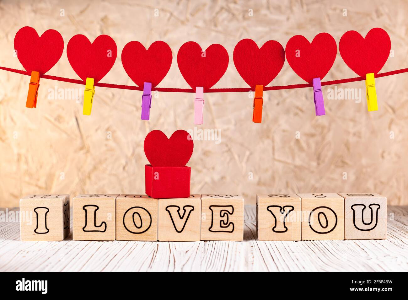 Postcard with a declaration of love, copy space, use as background Stock Photo