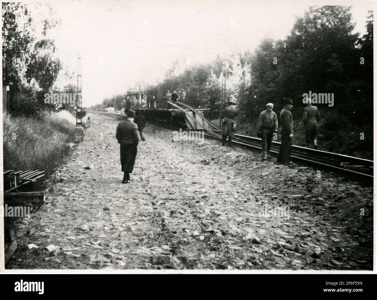 Unloading rails on the double track Skövde-Falköping Stock Photo - Alamy