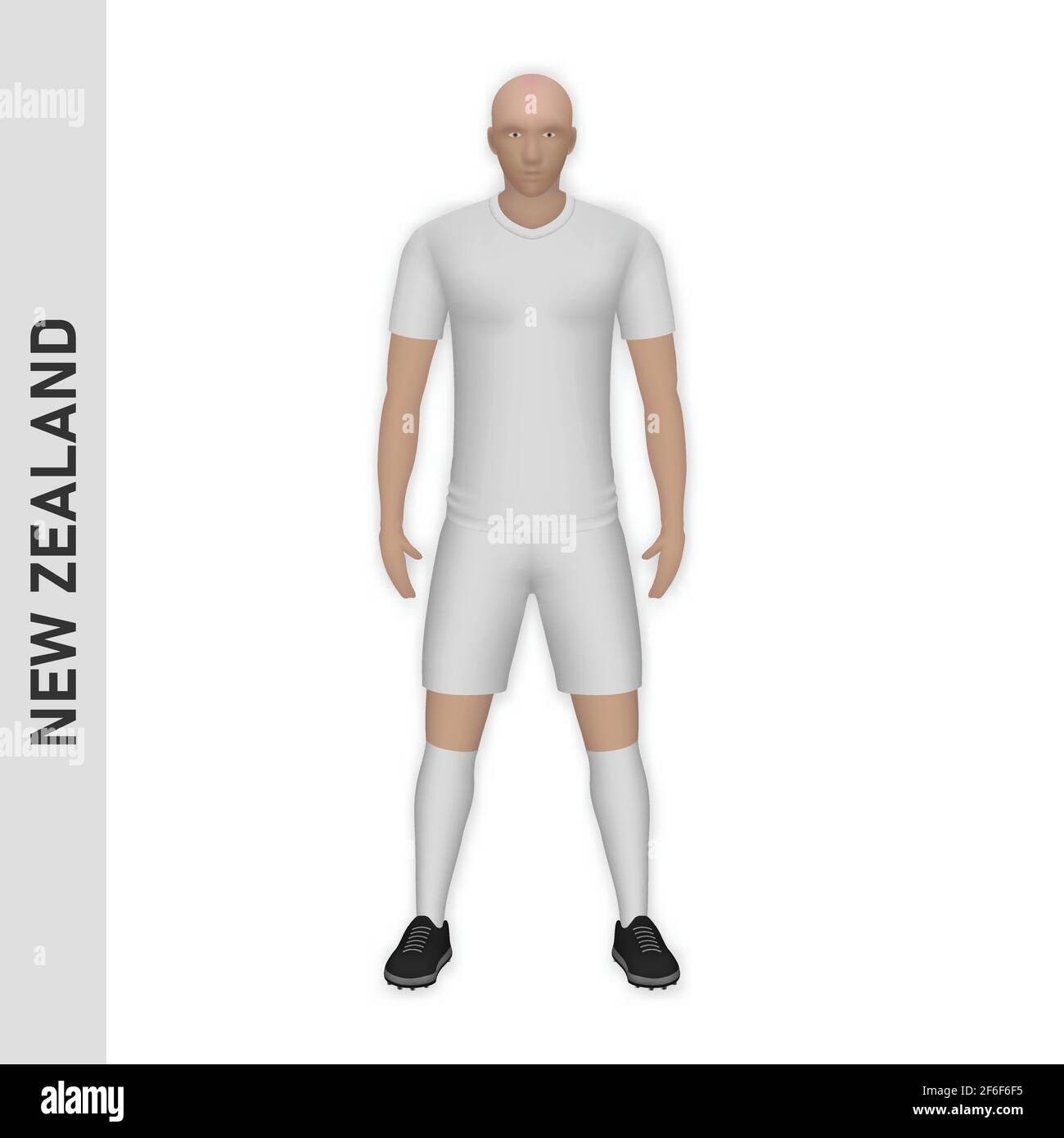 3D realistic soccer player mockup. New Zealand Football Team Kit