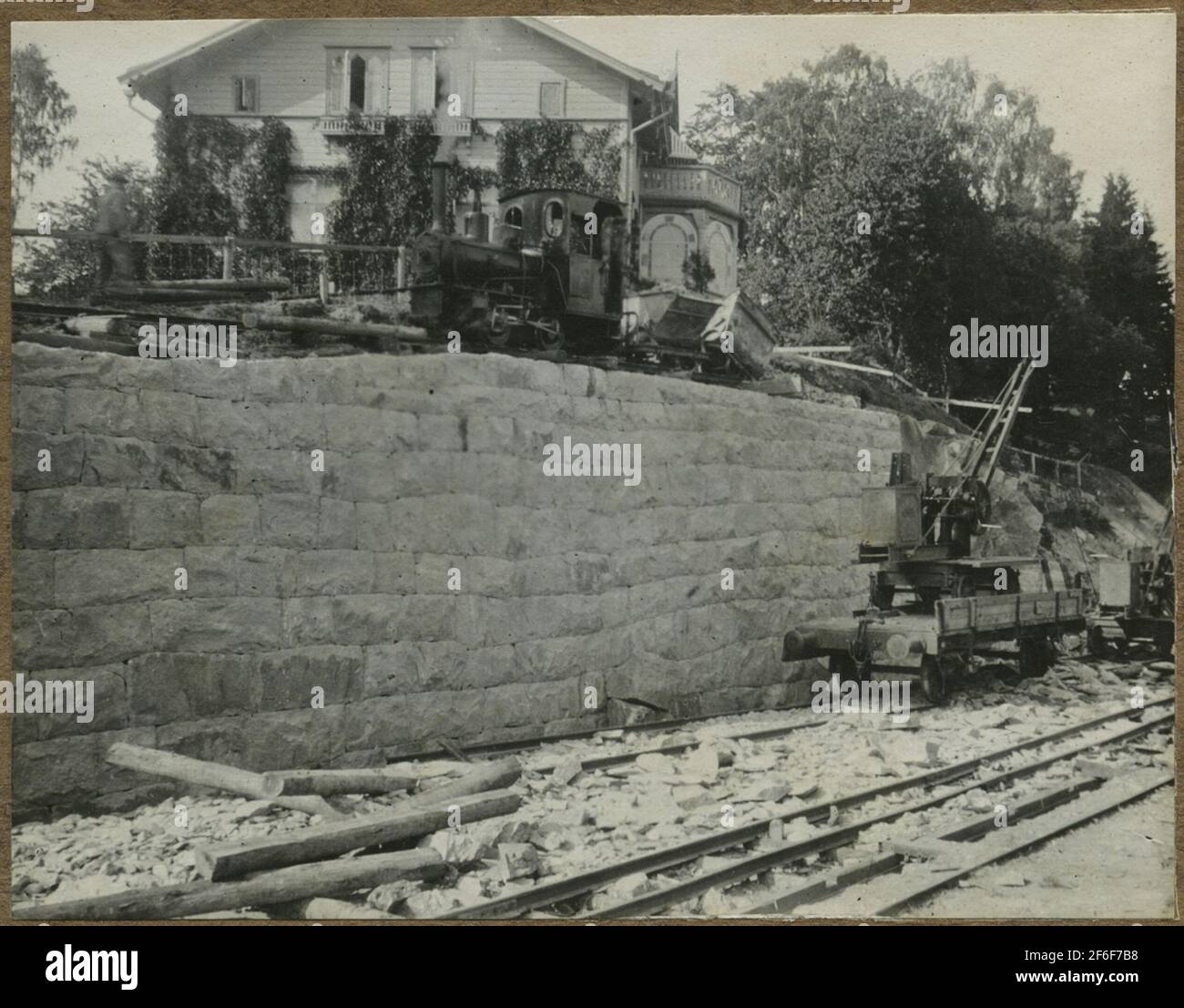 The double track building between Alingsås Olskroken. Support wall