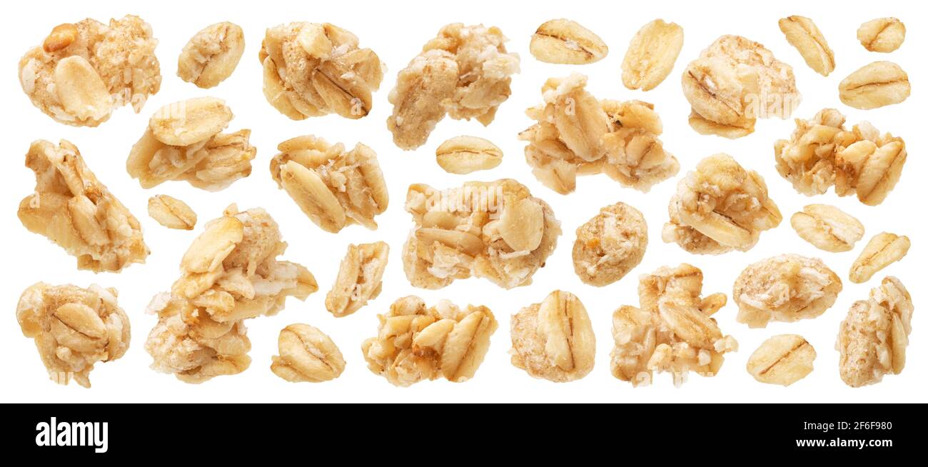 Granola, crunchy muesli isolated on white background Stock Photo