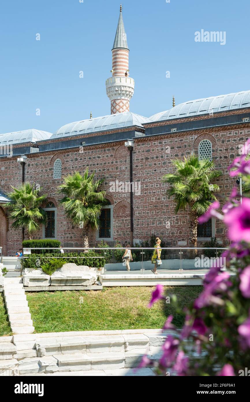 View of Dzhumaya Mosque from the Ancient Stadium of Philipopolis, Plovdiv, Bulgaria Stock Photo