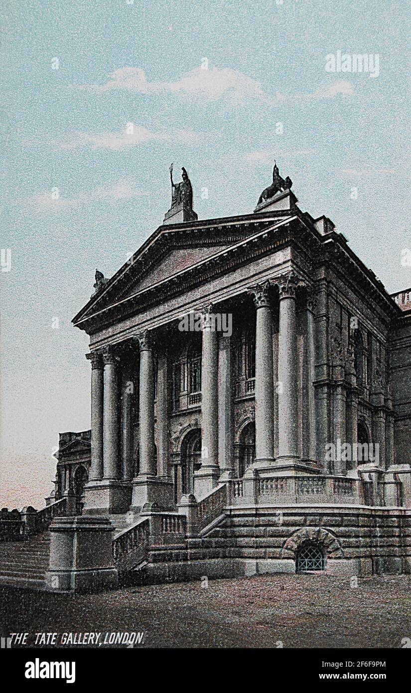 Postcard circa 1906 titled 'The Tate Gallery, London'. Originally known as the 'National Gallery of British Art', the Gallery opened its doors in 1897 Stock Photo
