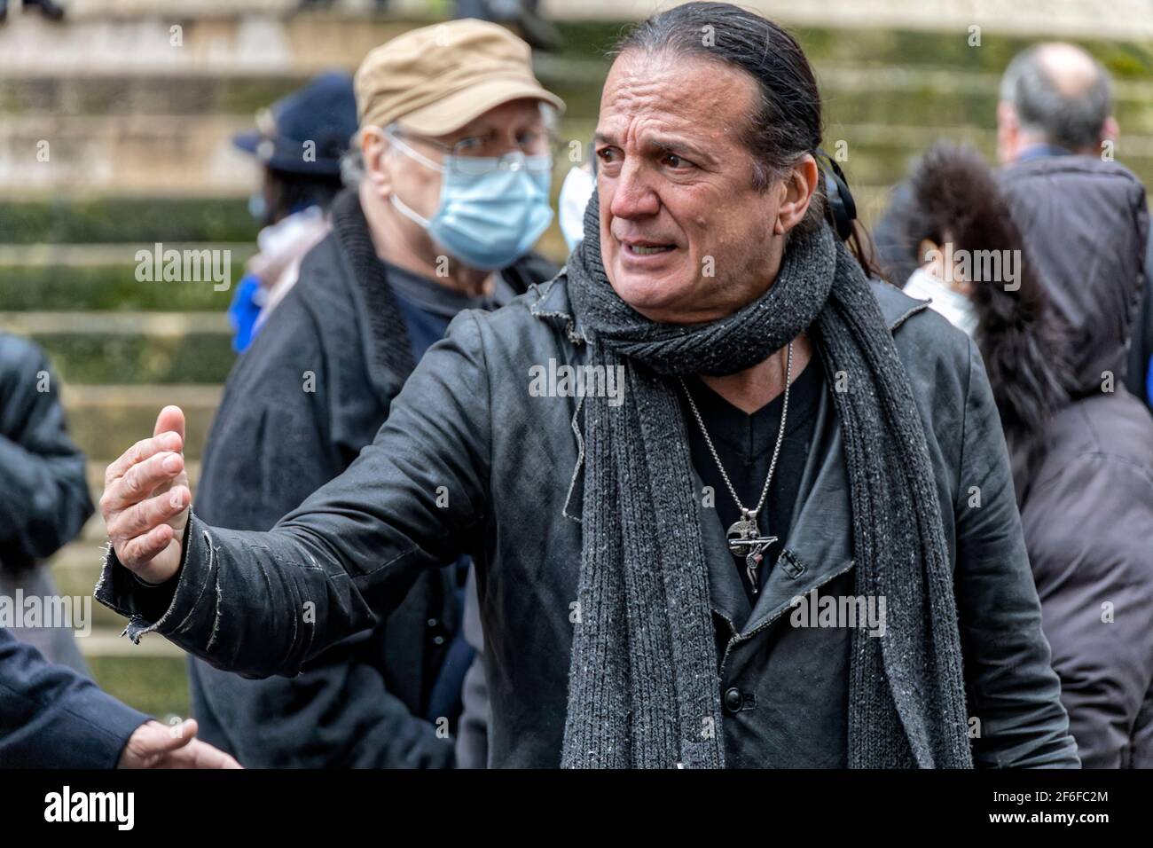 Paris, France. 11th Mar, 2021. Francis Lalanne attends Patrick Dupond funeral at St Roch church on March 11, 2021 in Paris, France. Stock Photo