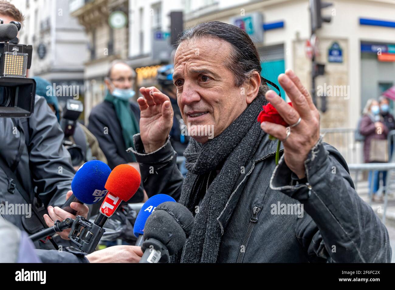Paris, France. 11th Mar, 2021. Francis Lalanne attends Patrick Dupond funeral at St Roch church on March 11, 2021 in Paris, France. Stock Photo