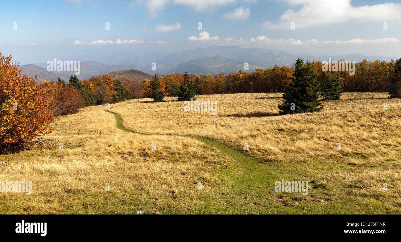 autumnal view from mount Strazov - Strazovske Vrchy, Carpathian mountains, Slovakia Stock Photo