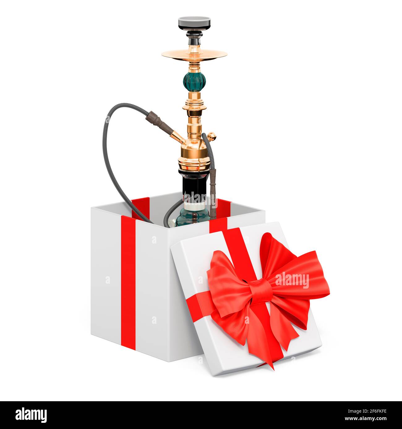 Hookah, shisha inside gift box, present concept. 3D rendering isolated on  white background Stock Photo - Alamy