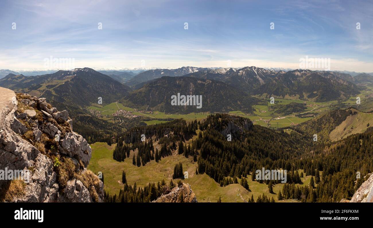 Panorama view of Wendelstein mountain, Mangfall, in Bavaria, Germany Stock Photo