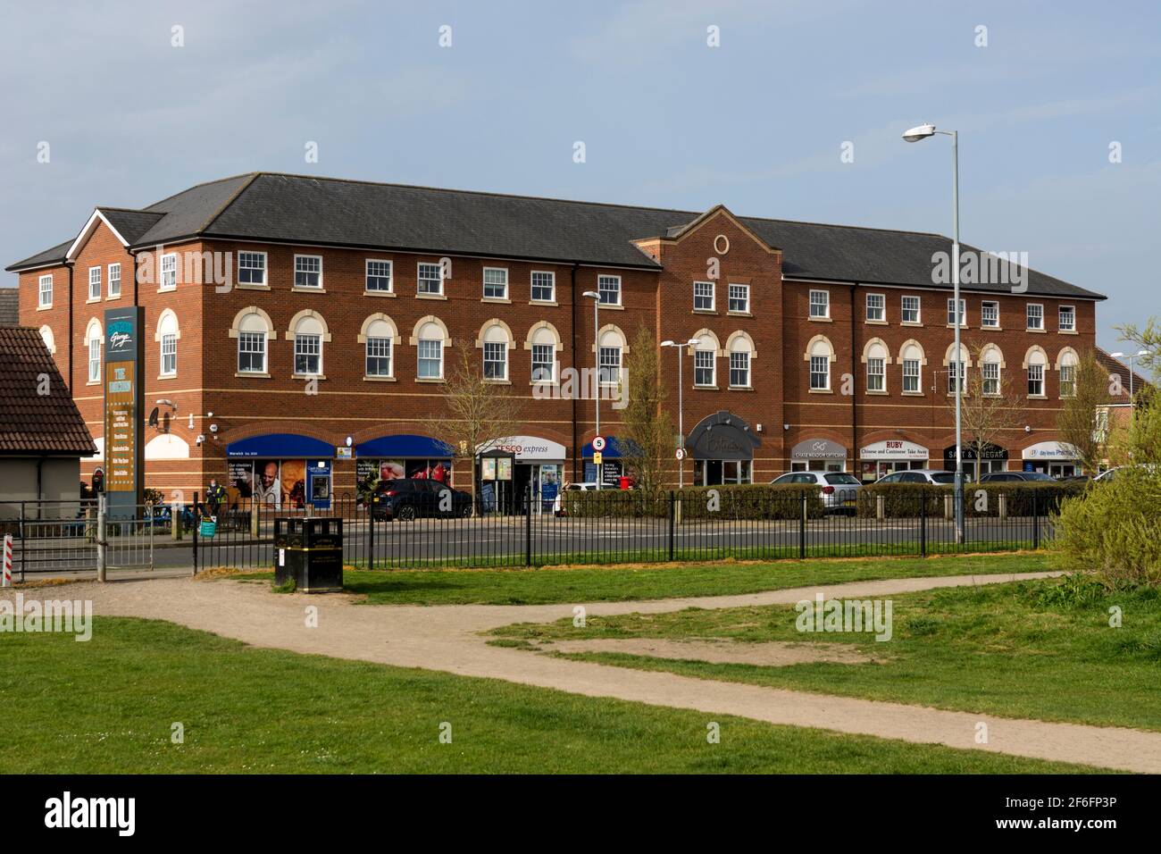 The shops at Chase Meadow estate, Warwick, Warwickshire, England, UK