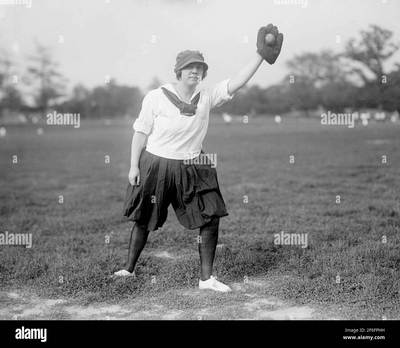 Female baseball player, H. Kazenarek, 1918. Stock Photo