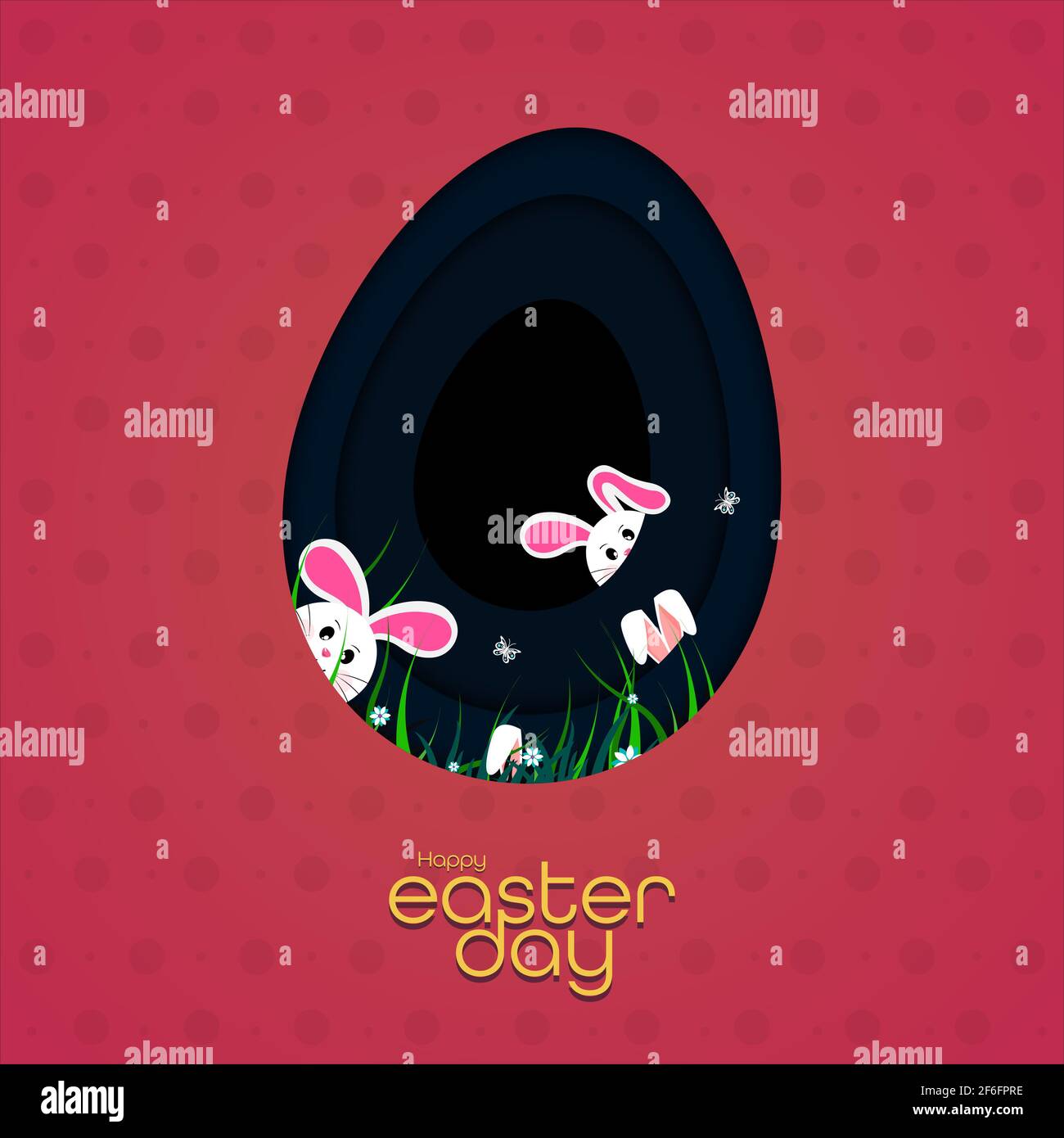 Happy Easter greeting cards with Easter rabbit. Easter Egg Stock Photo