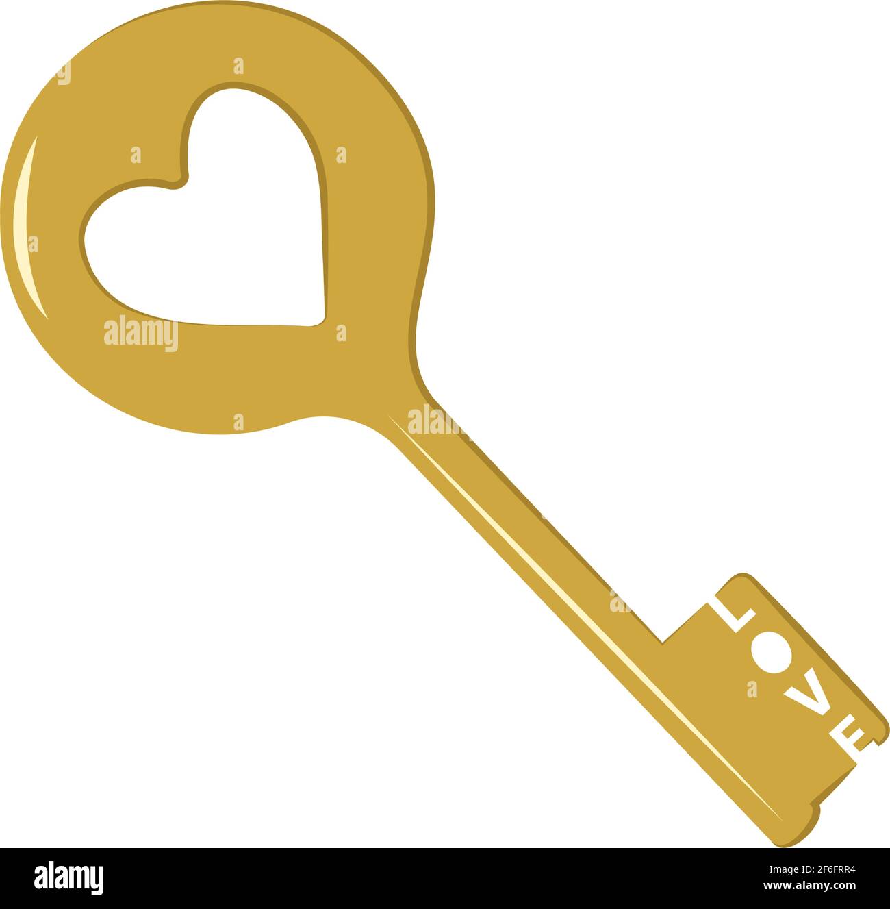 Golden key with the inscription love and heart Stock Vector