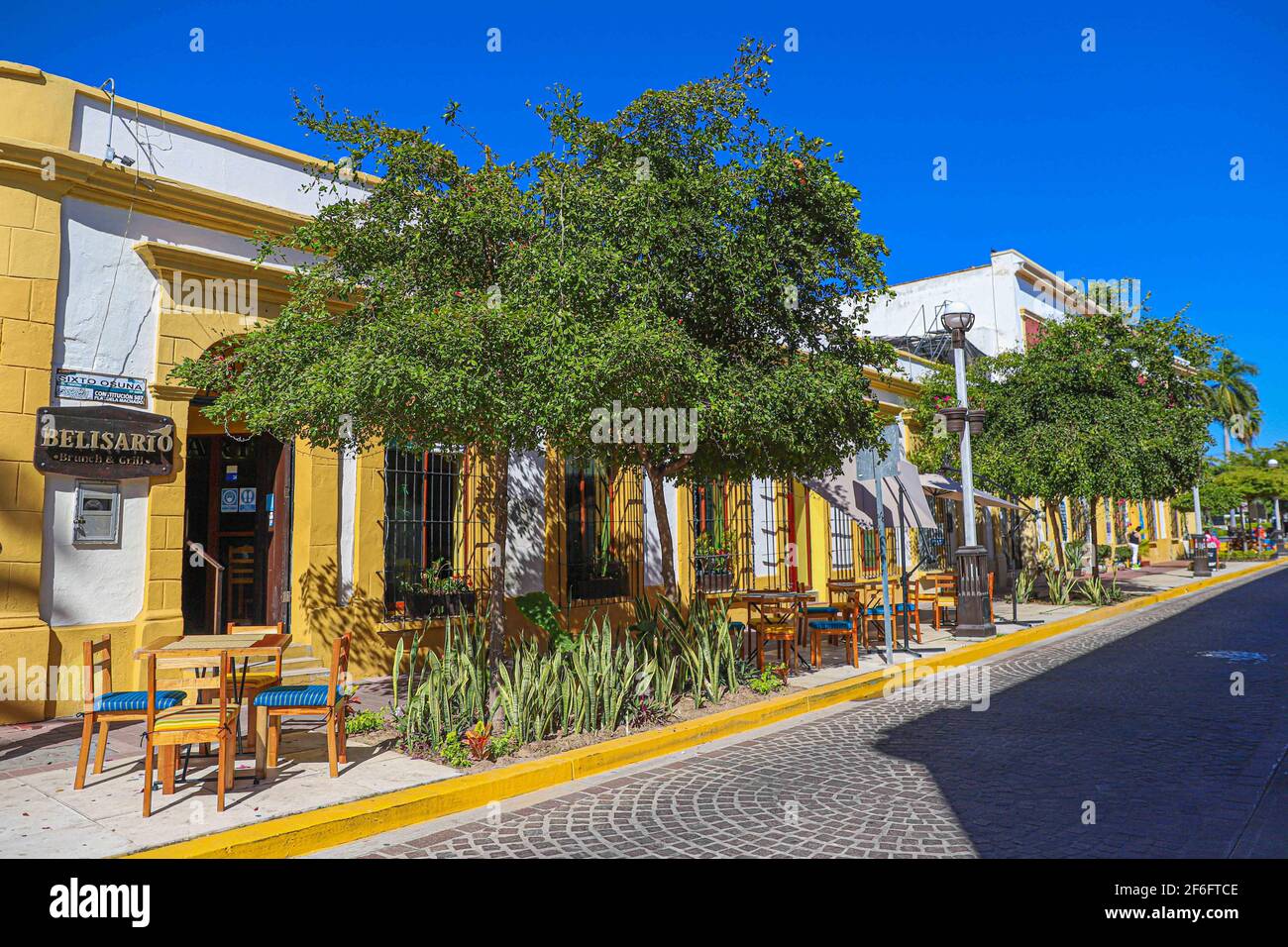 Old colonial houses and buildings in the historic center of Mazatlan