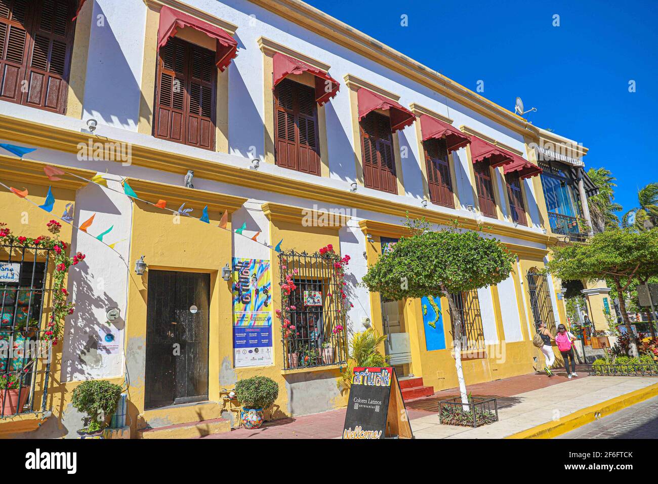 Old colonial houses and buildings in the historic center of Mazatlan