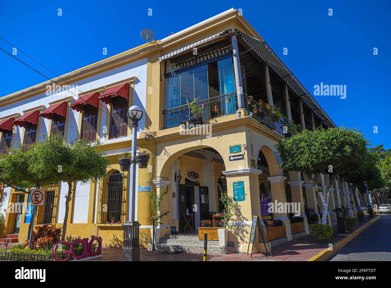 Old colonial houses and buildings in the historic center of Mazatlan