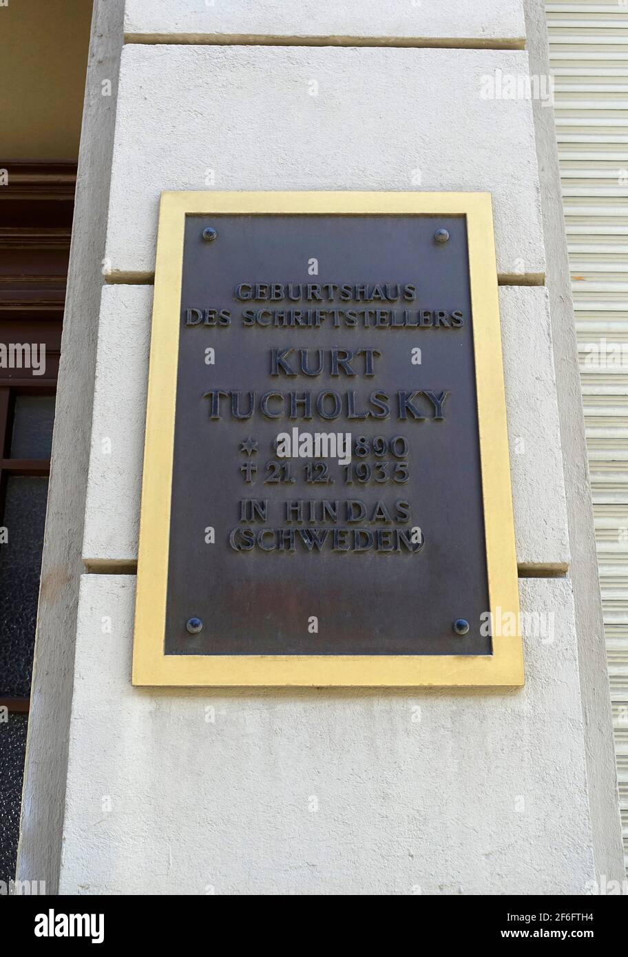 Memorial plaque of Kurt Tucholsky in Berlin Stock Photo