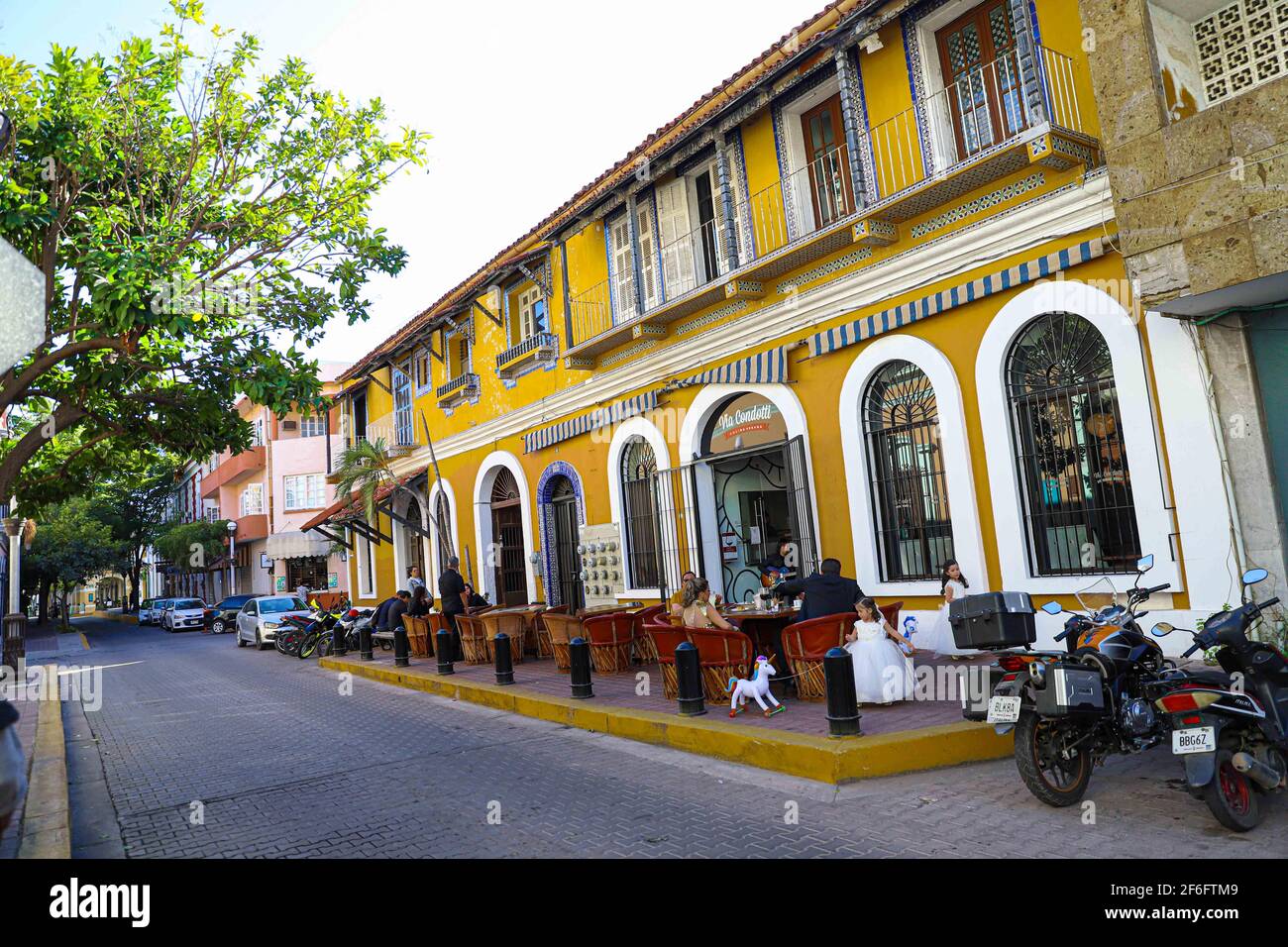 Old colonial houses and buildings in the historic center of Mazatlan