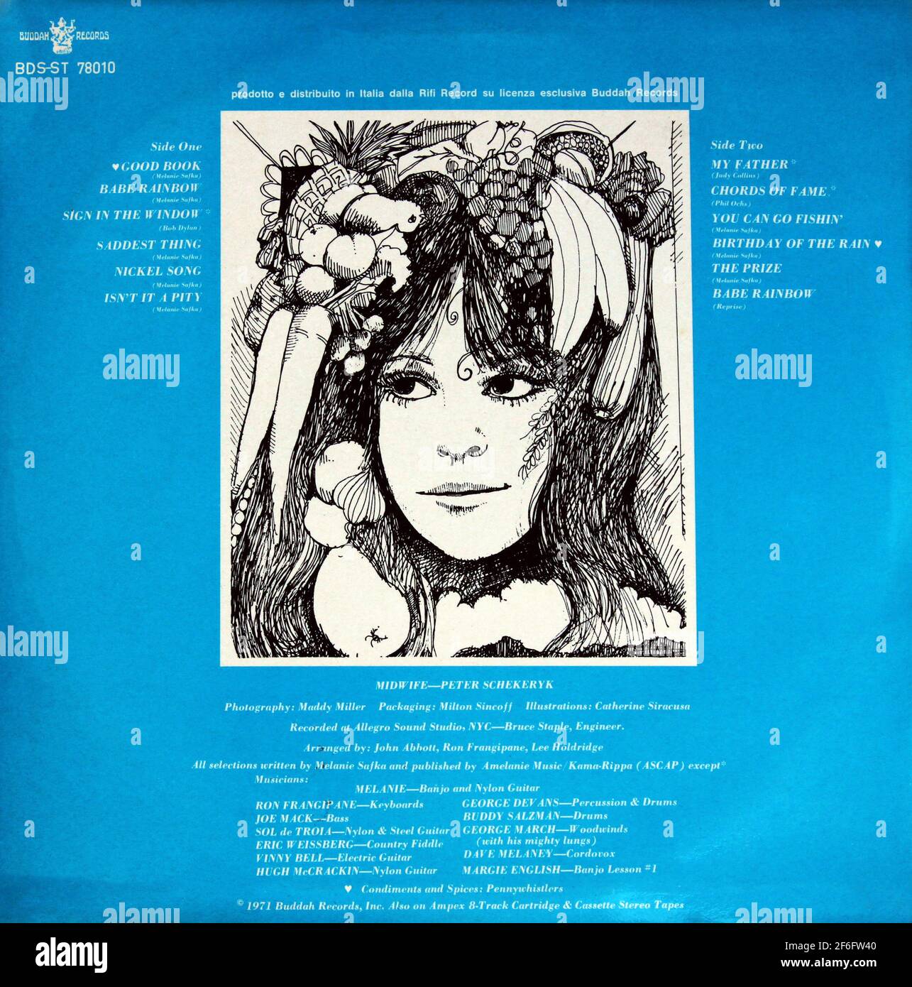 Melanie: 1971. LP back cover: The Good Book Stock Photo