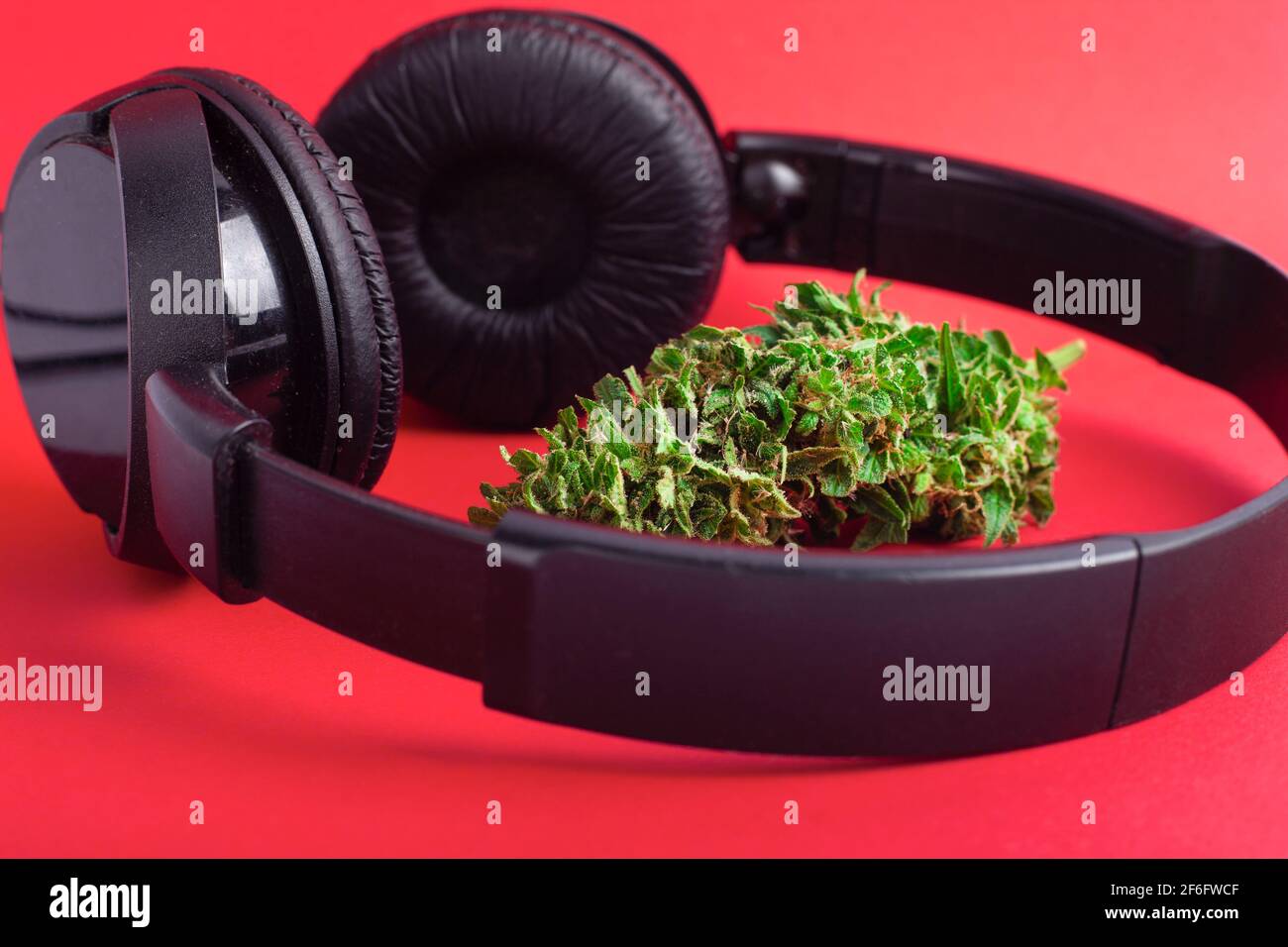 listening to music under marijuana,recreational cannabis... Stock Photo