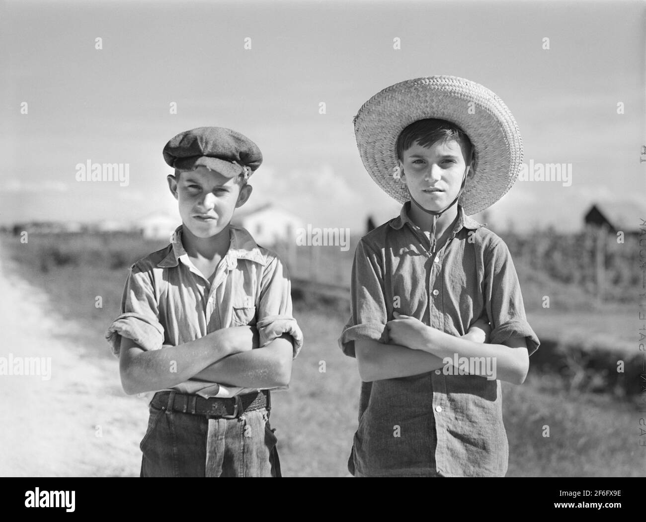 Two Cajun Children on Terrebonne Project, Schriever, Louisiana, USA, Marion Post Wolcott, U.S. Farm Security Administration, June 1940 Stock Photo