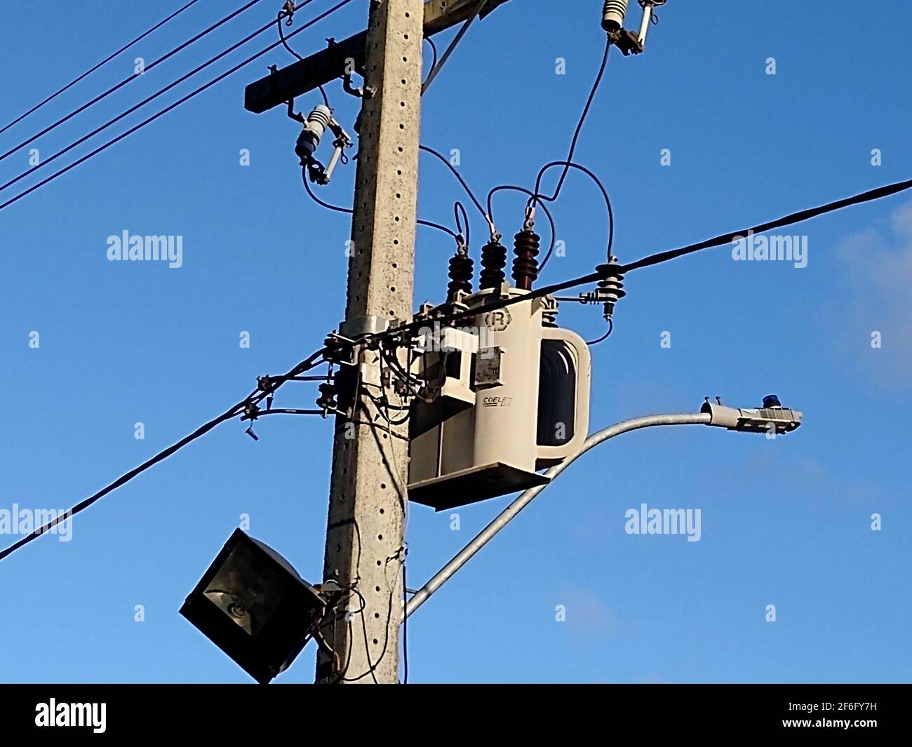 salvador, bahia, brazil - december 8, 2020: power transformer is seen ...