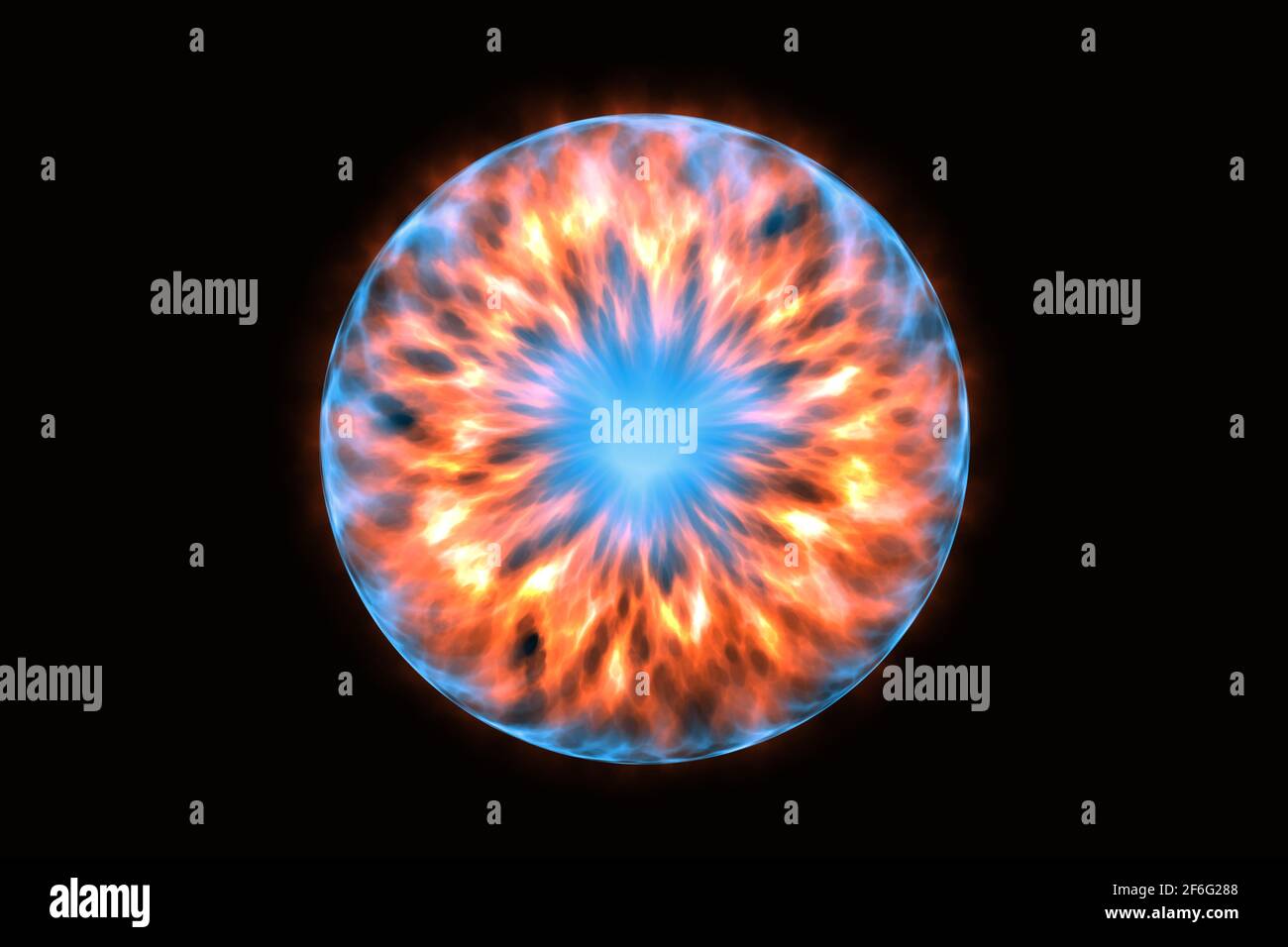 Abstract energy ball on black background. Magic lightning plasma with energy inside. Stock Photo