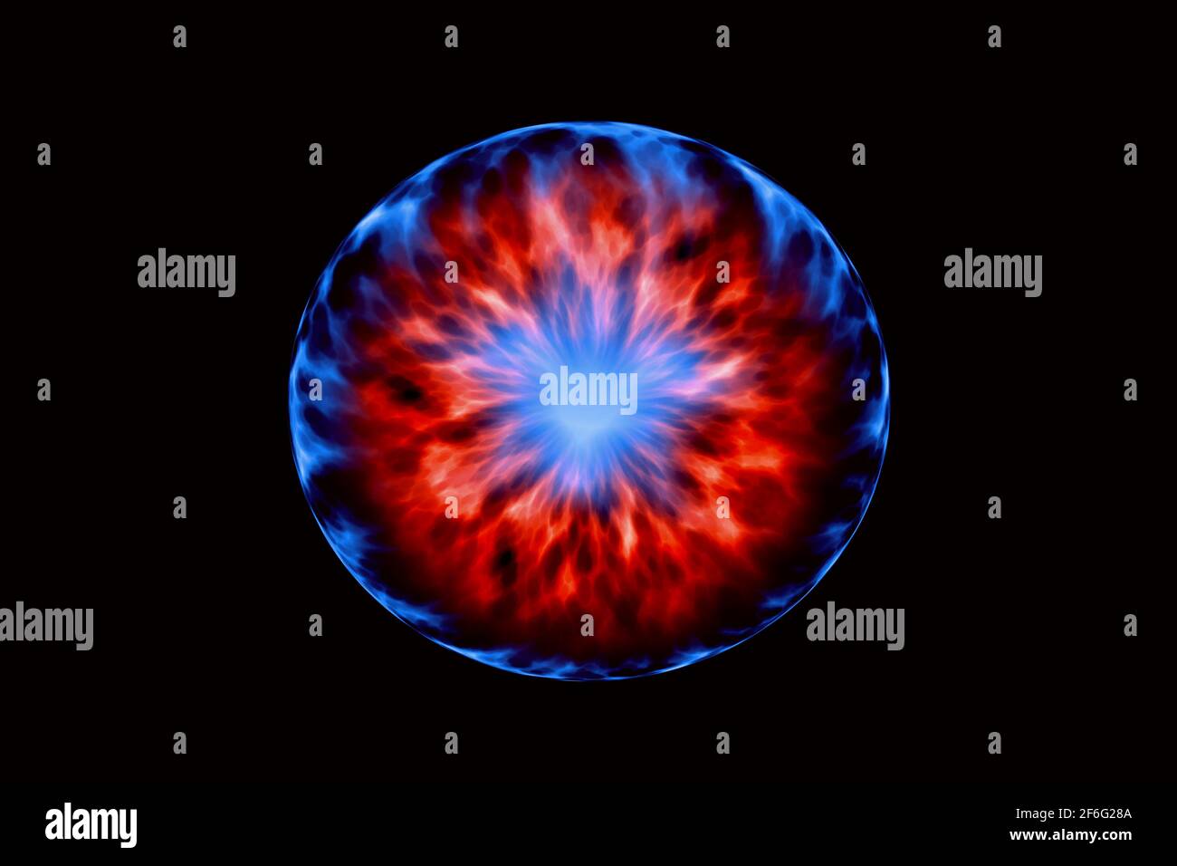 Abstract energy ball on black background. Magic lightning plasma with energy inside. Stock Photo