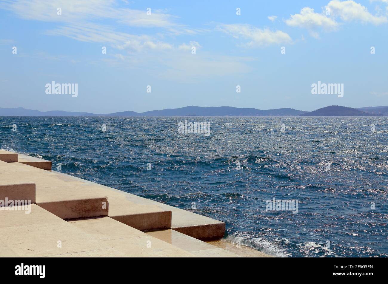 Sea Organ, musical marble steps on the waterfront, Zadar, Croatia Stock Photo