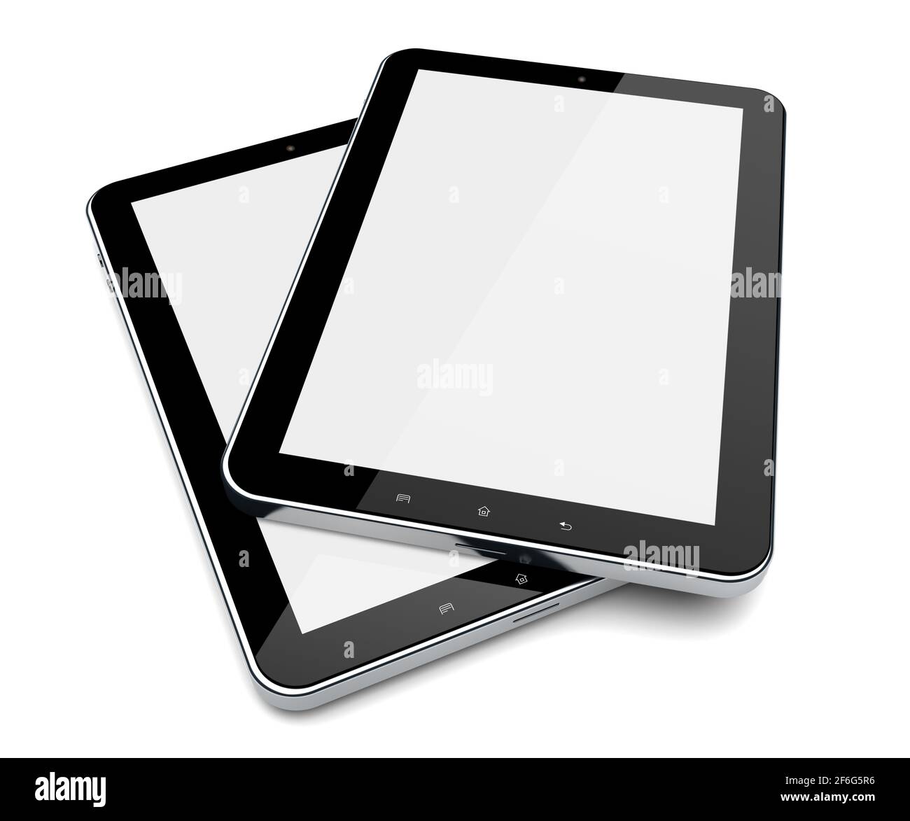 Tablet PC computers with blank screen on a white background Stock Photo