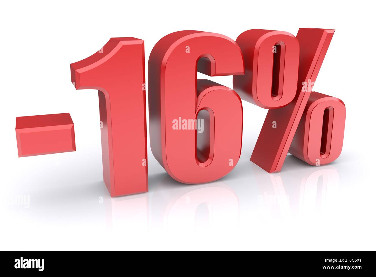 16% discount icon on a white background. 3d rendered image Stock Photo