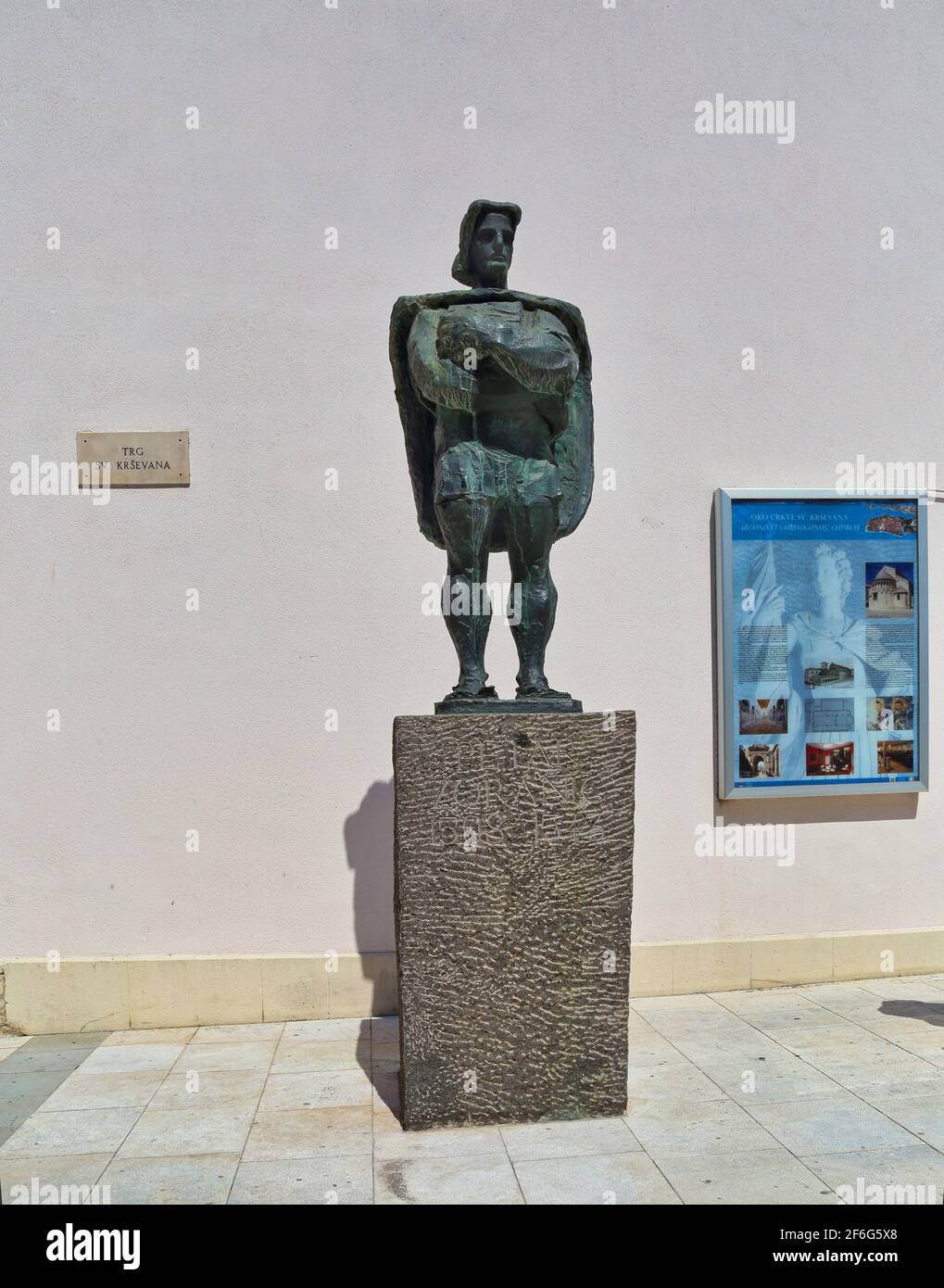 Statue of writer author Petar Zoranić, St Chrysogonus Square, Zadar, Croatia Stock Photo
