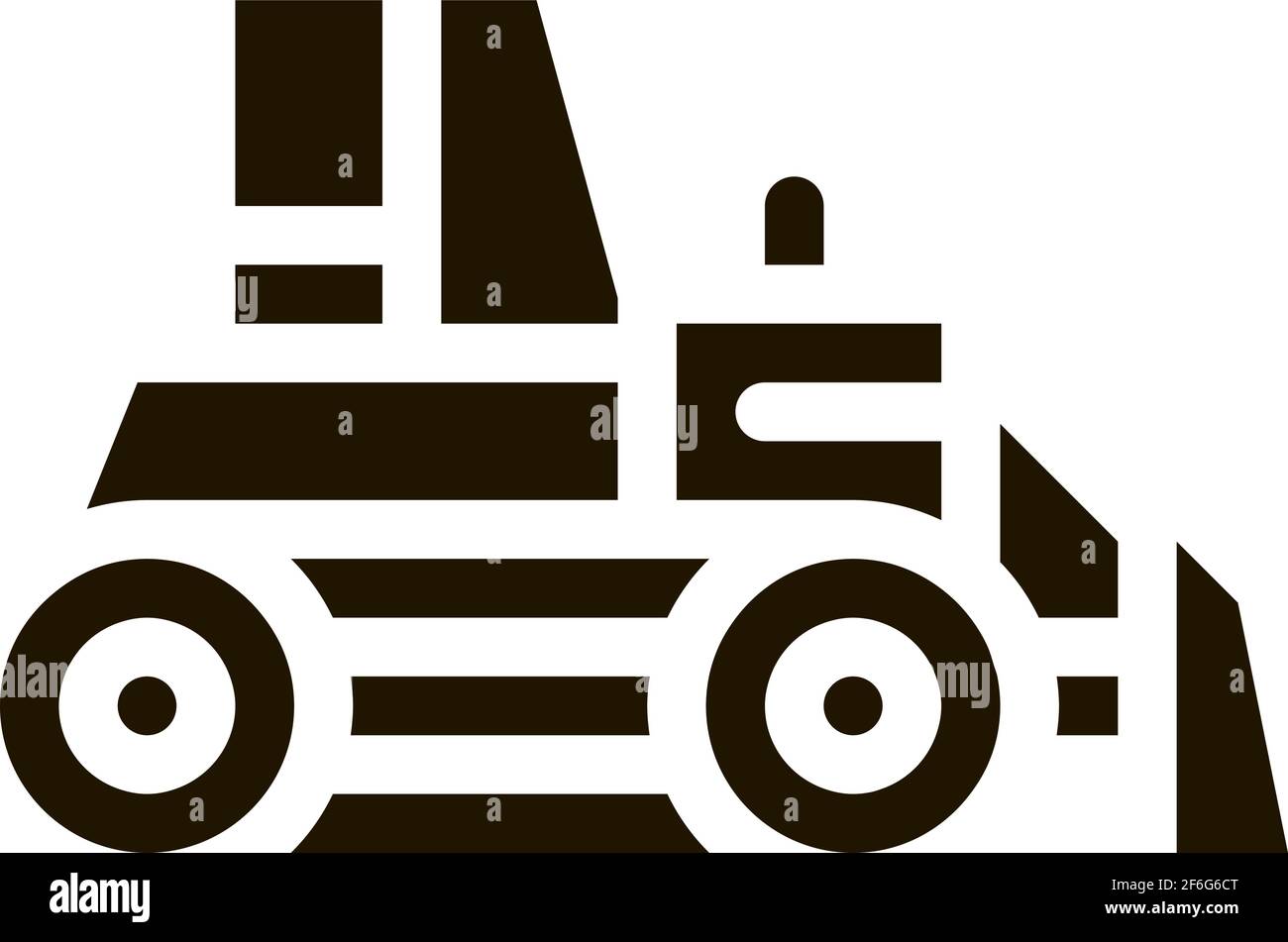 road repair bulldozer icon Vector Glyph Illustration Stock Vector
